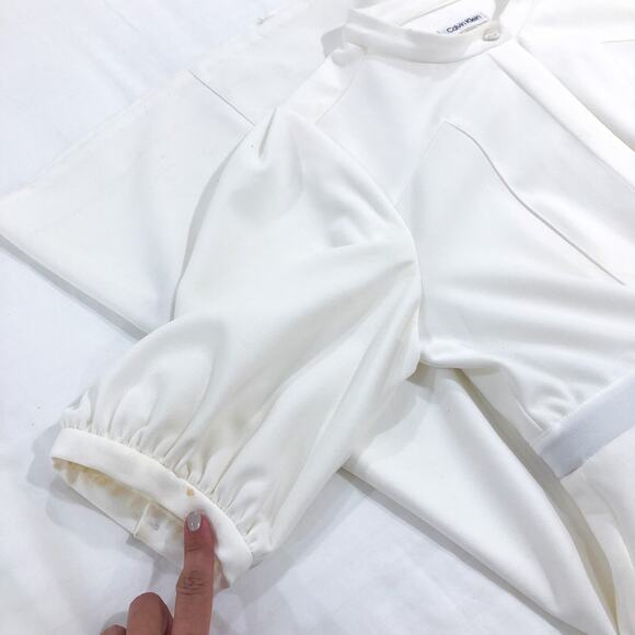 Calvin Klein Cream Color Puff Sleeve Belt Dress - Picture 11 of 14